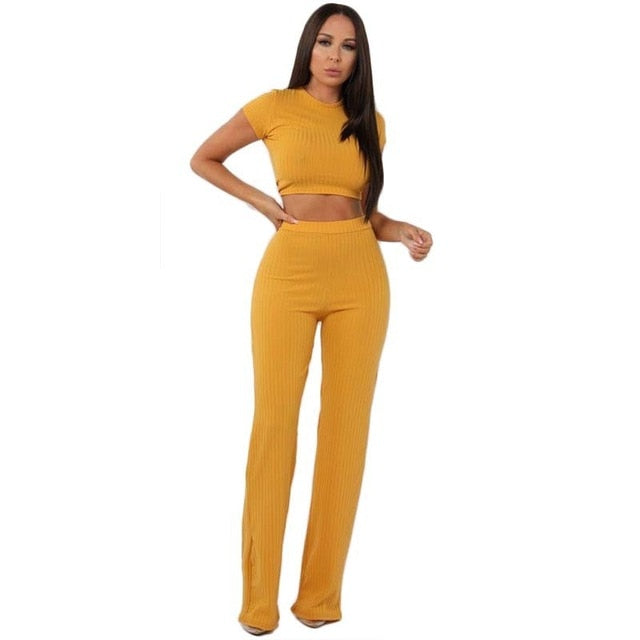 Women  tops pants 2  piece knitted long sleeve o-neck - CoreYogaWear