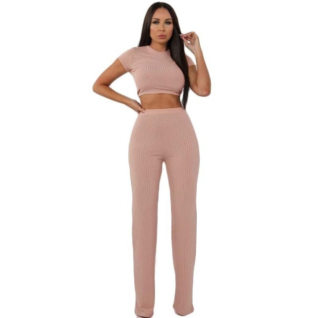 Women  tops pants 2  piece knitted long sleeve o-neck - CoreYogaWear