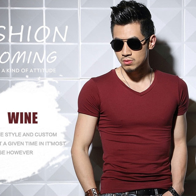 Lycra Men'S T Shirt Short Sleeve T-Shirt O-Neck Slim Solid Color Half Sleeved Tee Shirt 2020 MRMT - CoreYogaWear