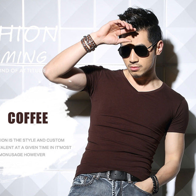 Lycra Men'S T Shirt Short Sleeve T-Shirt O-Neck Slim Solid Color Half Sleeved Tee Shirt 2020 MRMT - CoreYogaWear