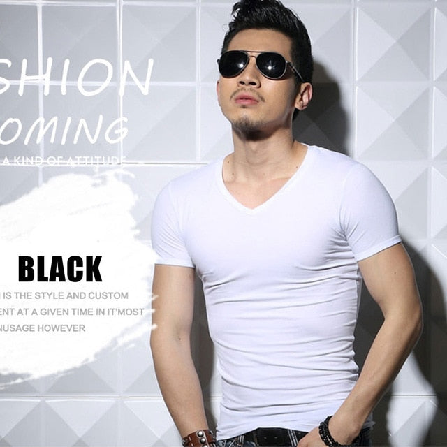 Lycra Men'S T Shirt Short Sleeve T-Shirt O-Neck Slim Solid Color Half Sleeved Tee Shirt 2020 MRMT - CoreYogaWear