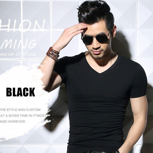 Lycra Men'S T Shirt Short Sleeve T-Shirt O-Neck Slim Solid Color Half Sleeved Tee Shirt 2020 MRMT - CoreYogaWear