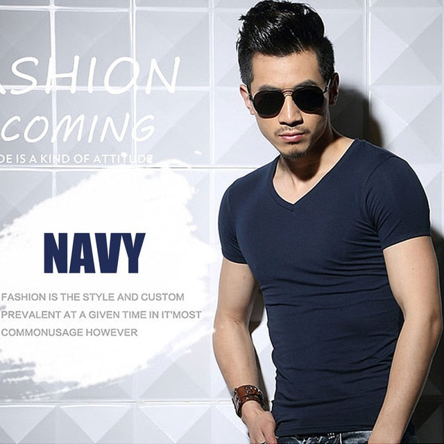 Lycra Men'S T Shirt Short Sleeve T-Shirt O-Neck Slim Solid Color Half Sleeved Tee Shirt 2020 MRMT - CoreYogaWear