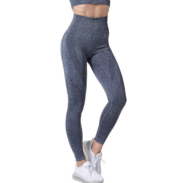 Seamless 2 Fitness Leggings+Cropped Bra  Long Sleeve - CoreYogaWear