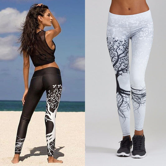 Women Fitness  Fashion Tree Printed Leggings Sport Pants