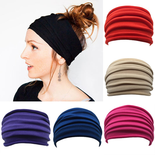 Women Soft Hairband Wide Elastic Stretch  Head Wrap Scarf Hair